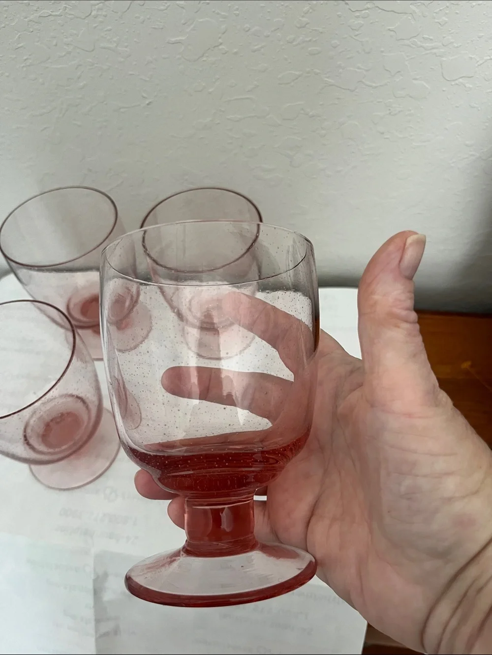 Sakura European Blush pink Hue Small air Bubbles throughout Water /Wine NWOB